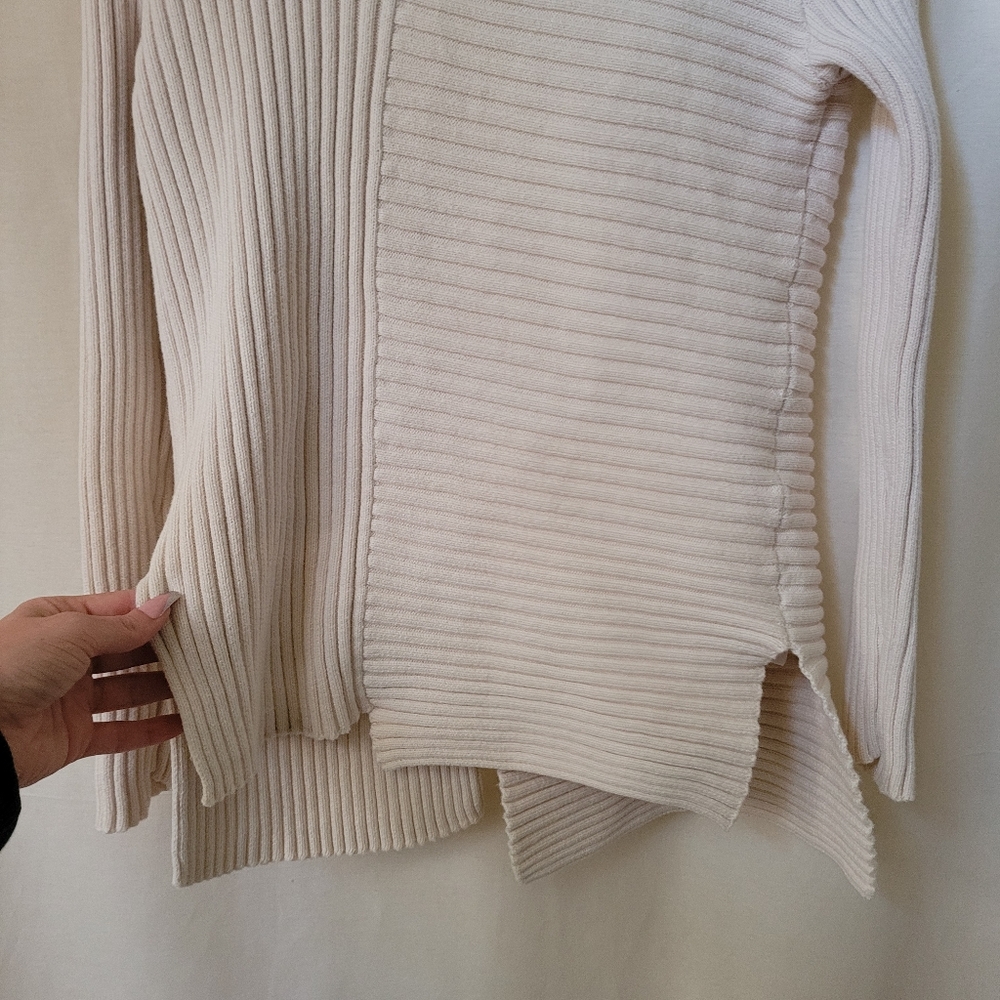 Cabi Split D-Ring Ribbed Aysmmetrical Sweater Xs - image 4